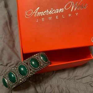 American West sterling silver green cuff bracelet